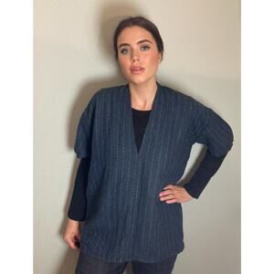 JAG -Wool Pinstripe Embroidered Top - Skull button detail - Sz M